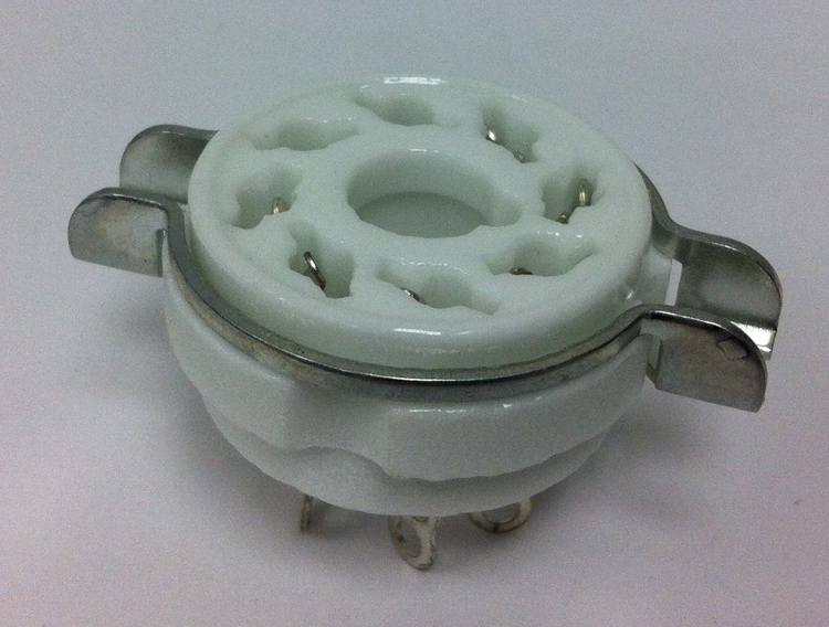 8PINB 8 Pin Octal Style Tube Socket w Bracket & Ceramic Mount - Image 1