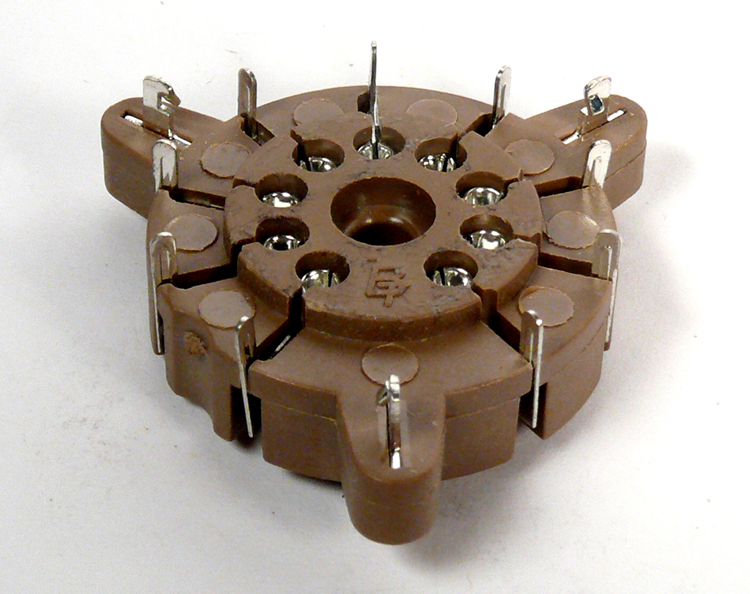 VT9-PT-2 9 Pin Miniature Tube Socket for Auto-Wave Soldered Boards - Image 1